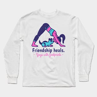 friendship heals yoga with footprints Long Sleeve T-Shirt